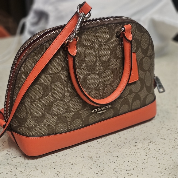 Coach Signature File Crossbody Bag Brown orange khaki - Picture 1 of 11